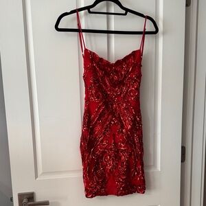 LUCY IN THE SKY Red Sequin Dress